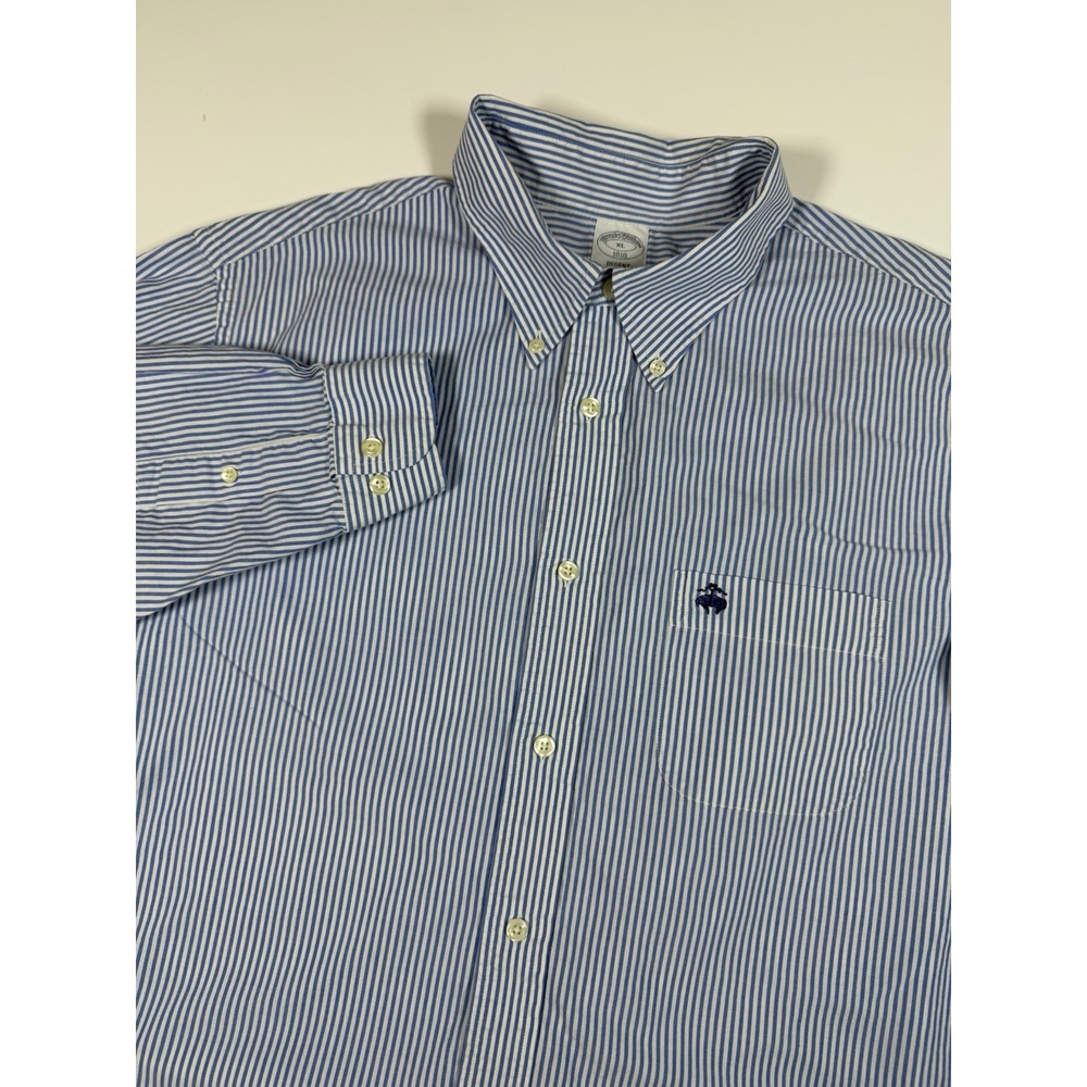 Brooks Brothers Mens XL Regent Fit Blue Striped The Original Polo Shirt Cotton